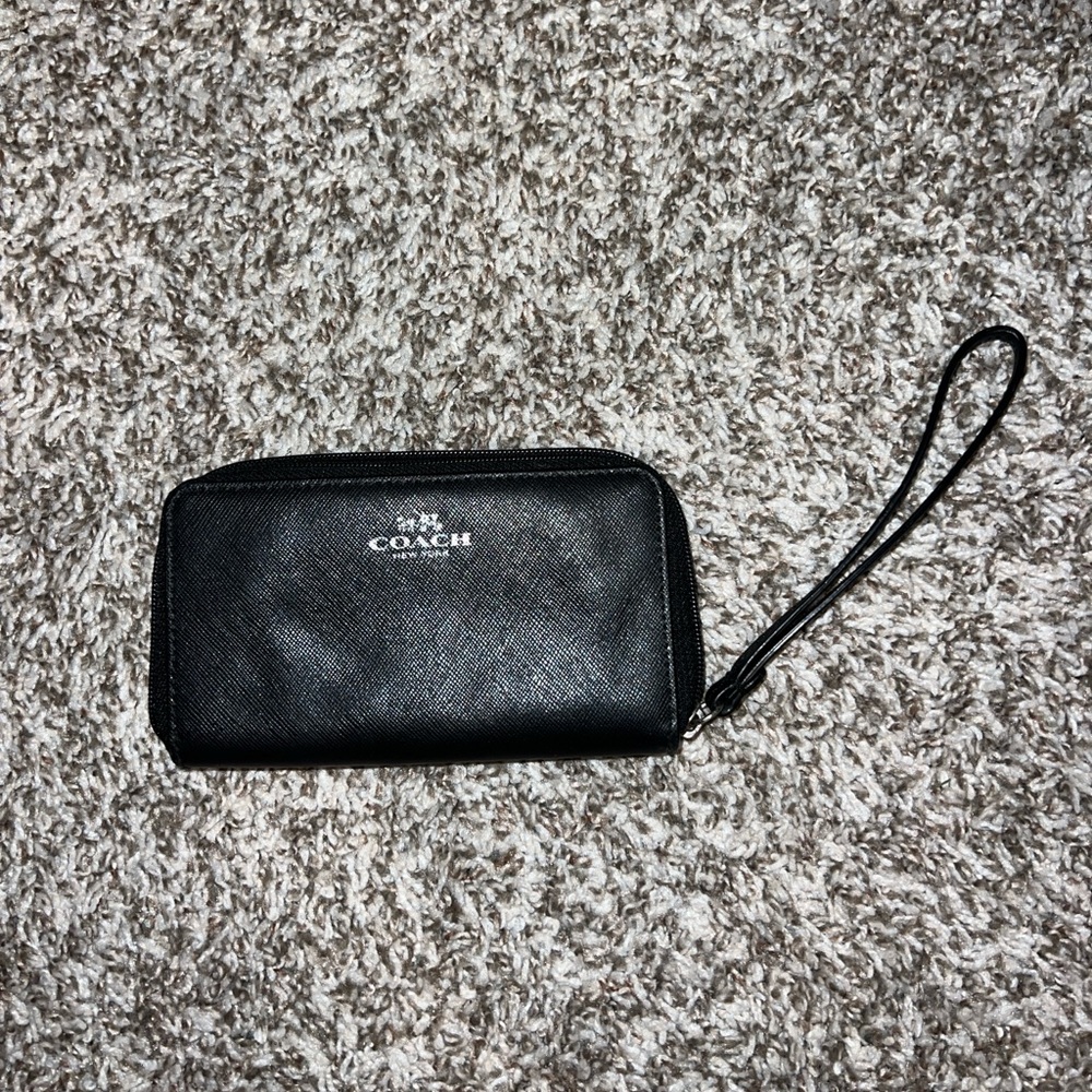 Coach Black Leather Wristlet